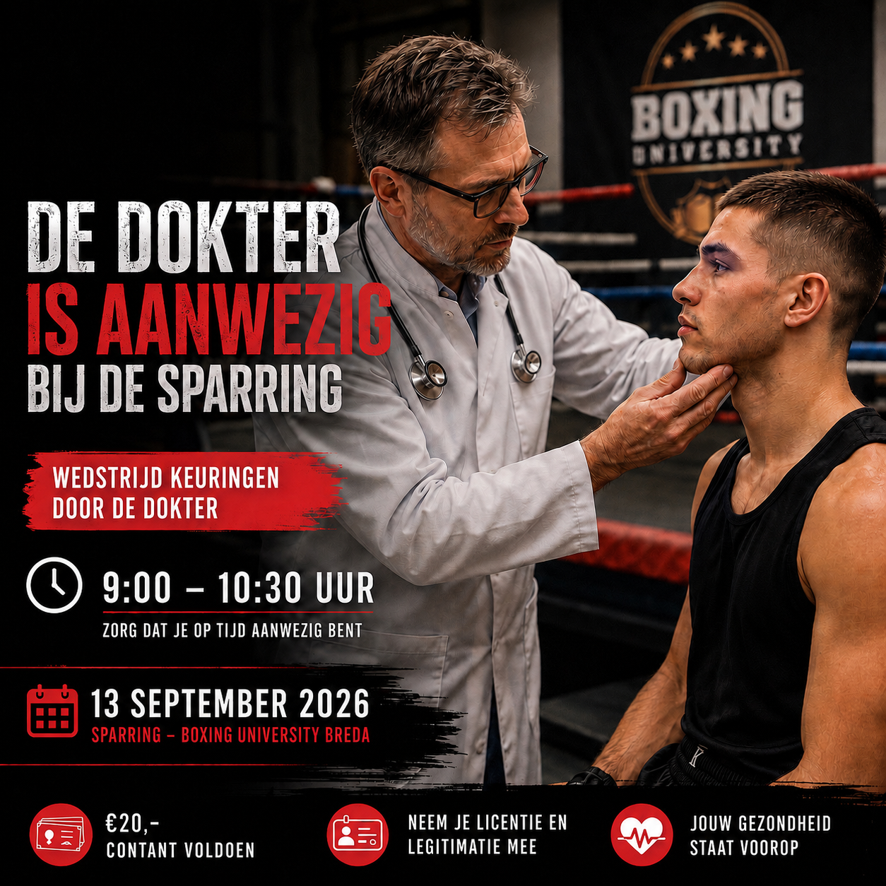 Logo van Team Zuid Boxing University Breda, met een gouden bokshandschoen, rode en gouden kleuren, en de tekst ‘Team Zuid Boxing, Est 2020’